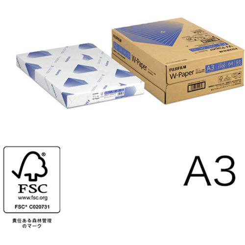 楽天 コピー用紙 W-Paper(FSC認証) A3 1500枚/3冊/箱 ZGAA1283 模型製作用品
