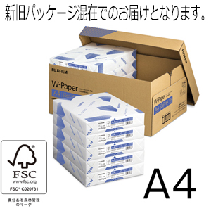 商品「コピー用紙 W-Paper(FSC認証) A4 5,000枚/10冊/箱(フタ式) ZGAA1372」メイン画像